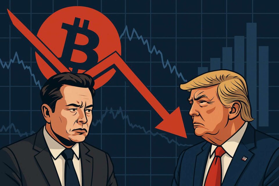 Musk-Trump ruzie ontketent Bitcoin, ETH en XRP crash