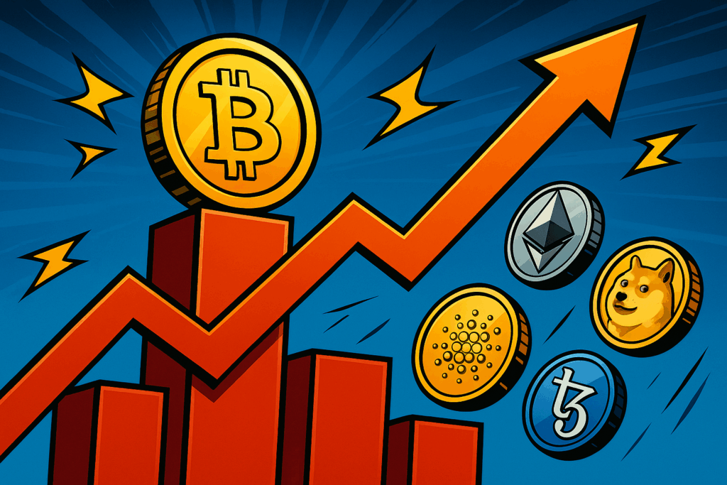 Bitcoin sluit dag af op recordniveau terwijl altcoins blijven stijgen