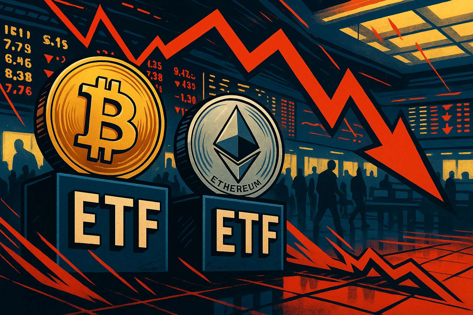 Bitcoin- en Ether-ETF’s verliezen $20 miljard na verkoopgolf