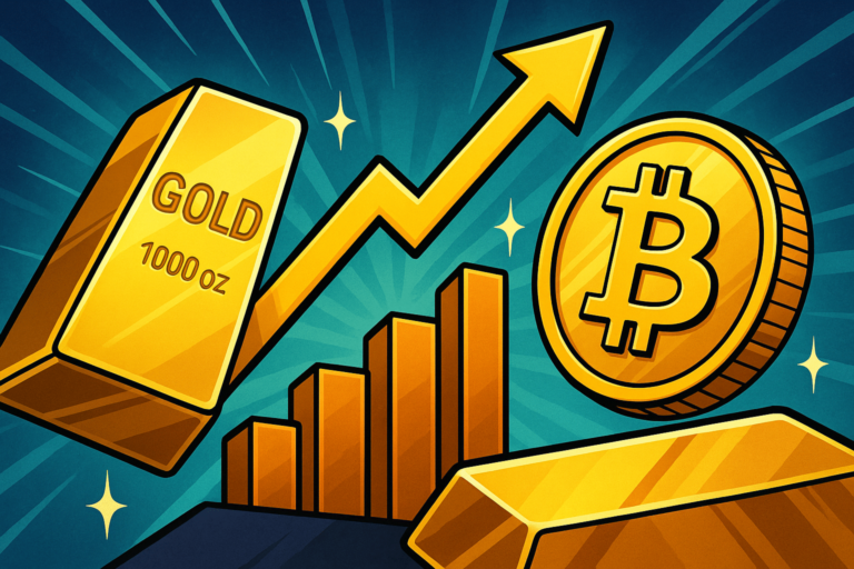 Goud bereikt recordhoogte terwijl Bitcoin zich opmaakt voor nieuwe sprong