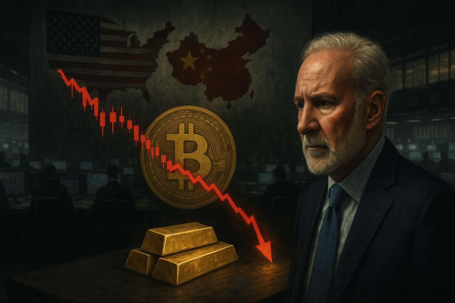 Peter Schiff waarschuwt na Bitcoin-daling door conflict VS-China