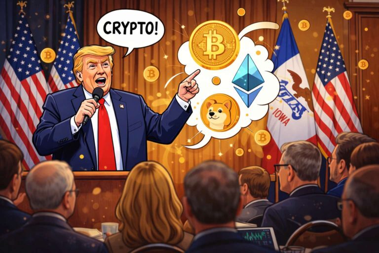 Wat Trump in Iowa zei over crypto tijdens besloten bijeenkomst